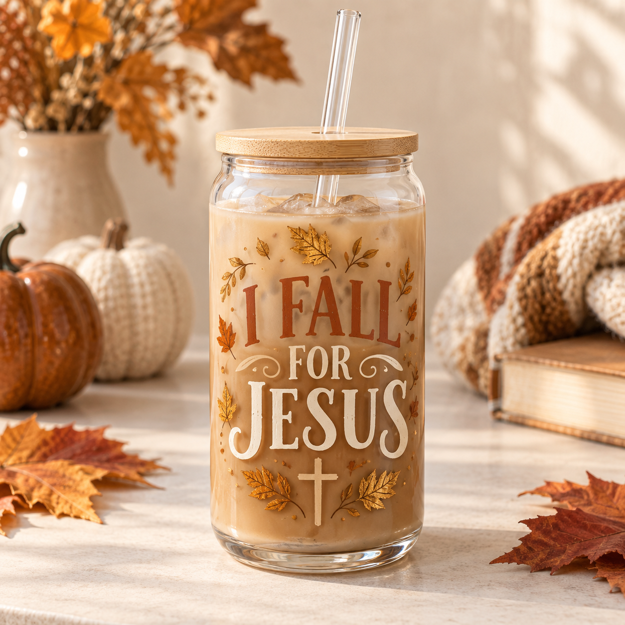 I Fall for Jesus Glass Can