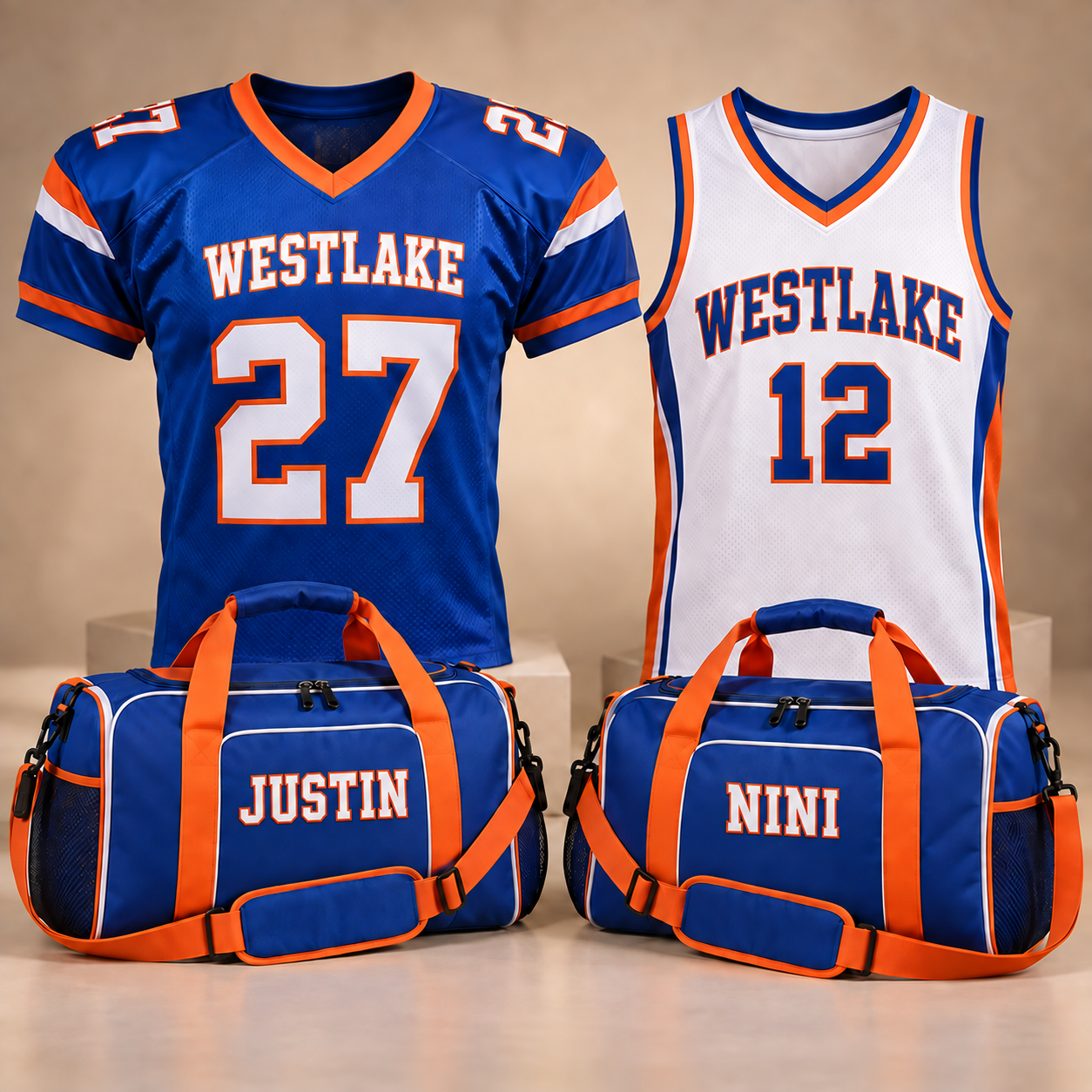 Custom football and basketball merchandise